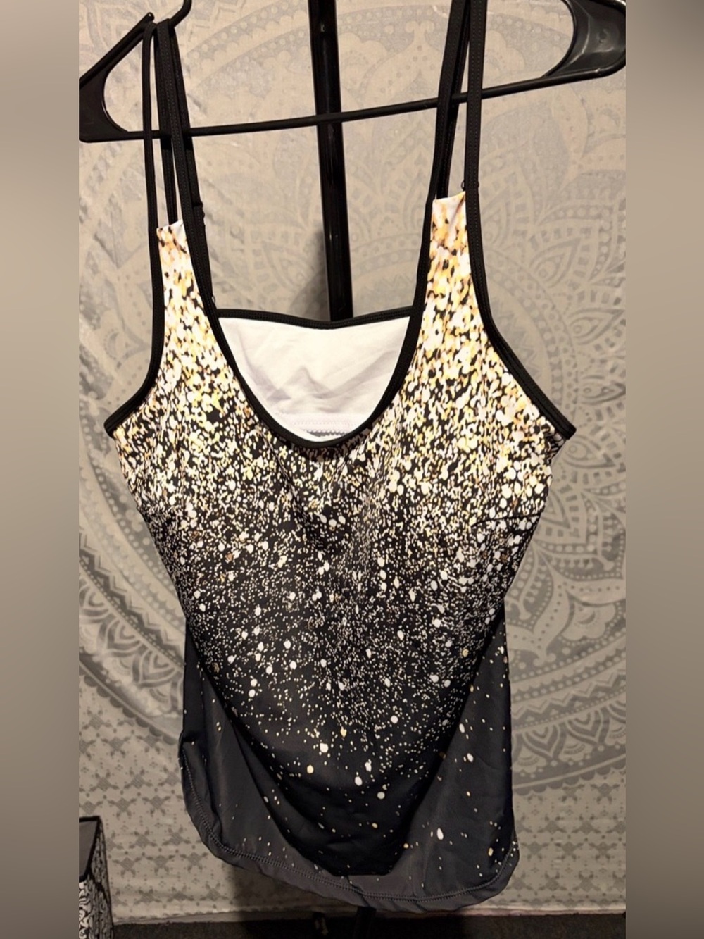 ✨ Gold Speckled Black Tankini Swimsuit Top | Size 2XL ✨